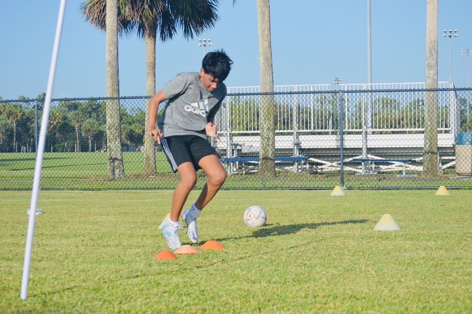 Player moving through an agility drill
